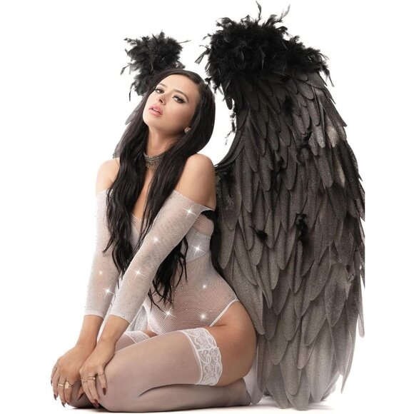 Women White 1 Lingerie Fishnet Teddy Sparkle Rhinestone 1 Piece Mesh Bodysuit - Picture 4 of 5